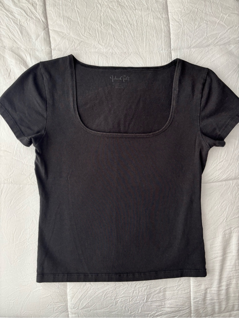 Brandy Melville Black Square Neck Short Sleeve Tee